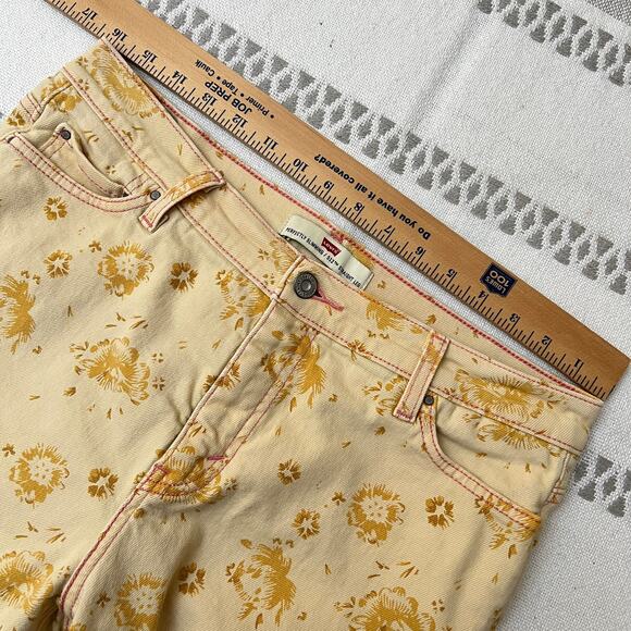 Levi's Perfectly Slimming 512 Straight Leg Jeans Women's 14 Floral Print Yellow - Picture 6 of 14